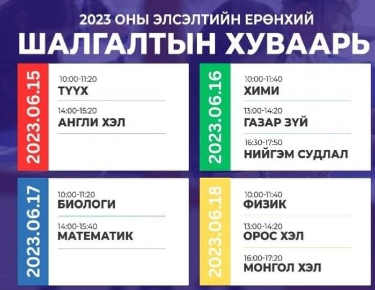 2023 оны элсэлтийн ерөнхий шалгалтыг 816 шалгуулагч өгч байна